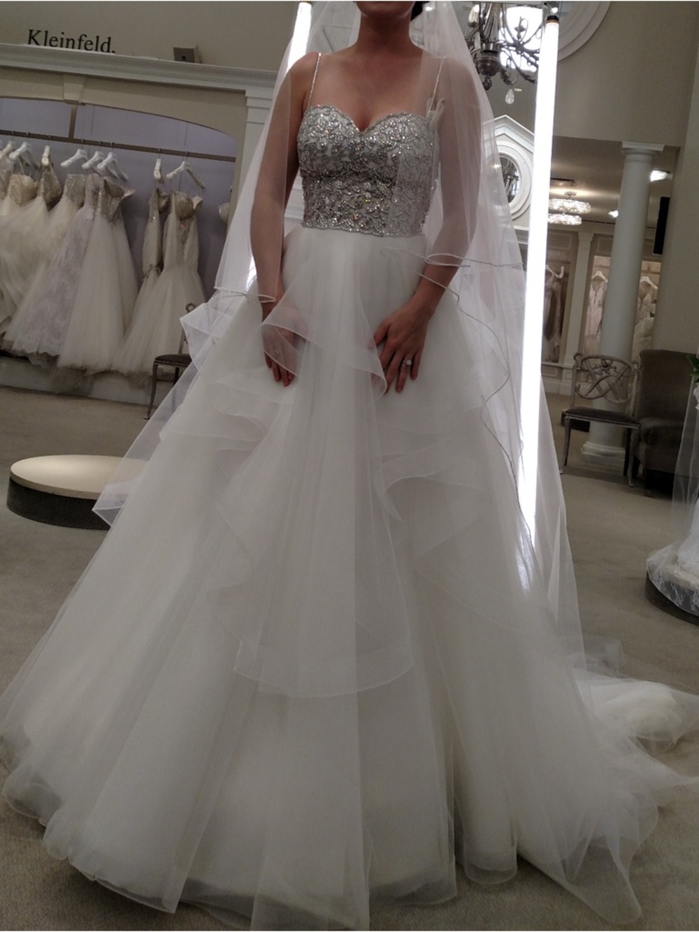 Pnina Tornai Love 14411 Collection Kleinfeld-Beaded A-Line Corset Sz 10 W/Veil